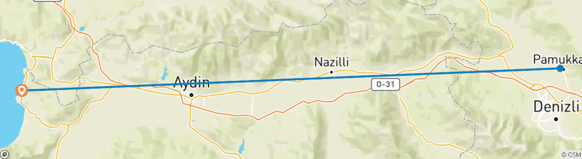 Foto van een kaart met de route van de rondreis