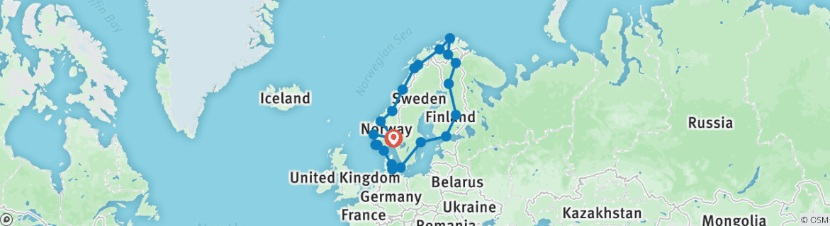 Carte du circuit Héritage scandinave - petits groupes, 28 jours