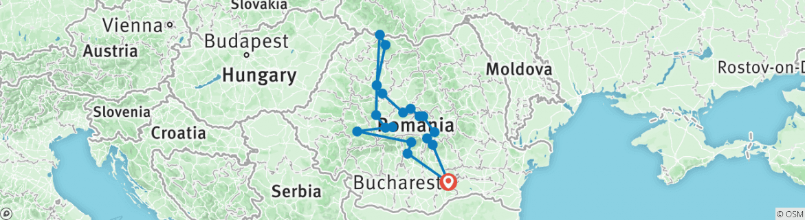 Map of Ten days self-drive trip from Bucharest to Transfagarasan Highway, Transylvania and Maramures