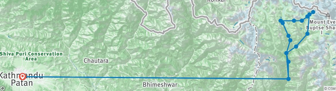 Map of Gokyo Lake Cho La Pass Everest Base Camp Trek