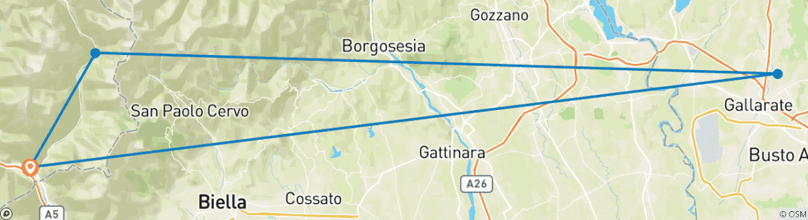 Map of Monte Rosa Alpine Hike - 6 days