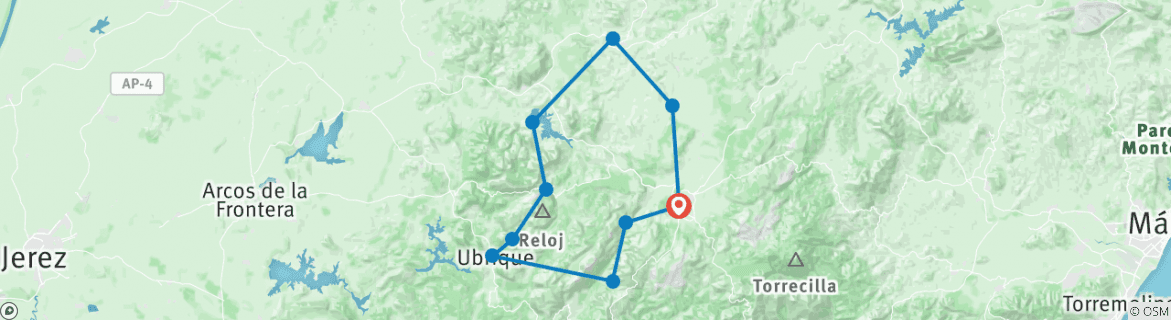 Map of Ronda and the Sierra de Grazalema by Bike