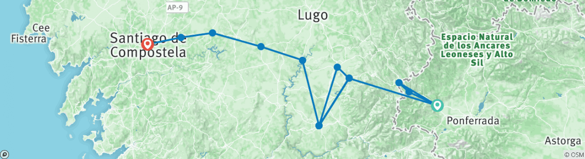 Map of Camino - Pilgrims and Paradors