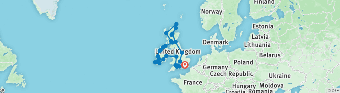 Map of Britain & Ireland Discovery (Small Groups, 24 Days)