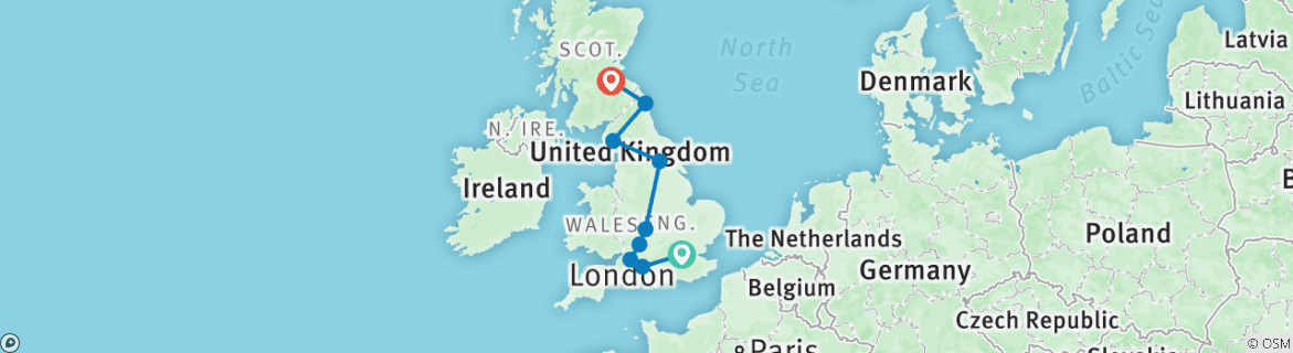 Map of British Royale (Small Groups, End Edinburgh, 10 Days)