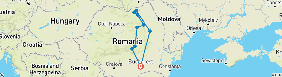 Map of Bucovina & Transylvania Tour – 3 days