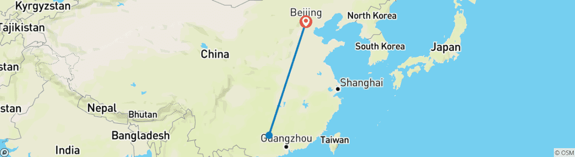 Carte du circuit Visite privée de 3 jours à Yangshuo et Guilin en vol aller- retour depuis Pékin