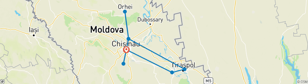 Image d'une carte montrant l'itinéraire du circuit