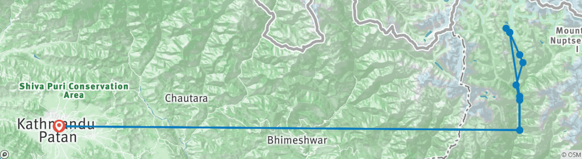 Map of Gokyo Ri Trek with View of Mount Everest