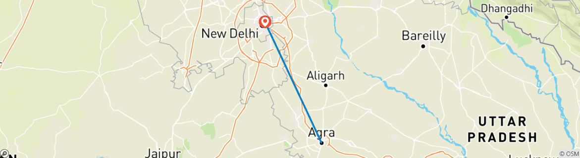 Mapa de Agra y Delhi: el Imperio mogol