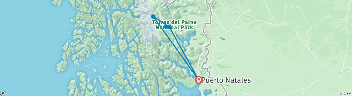 Map of Trek Patagonia: Lago Grey & Lago Nordenskjöld - 3 Days