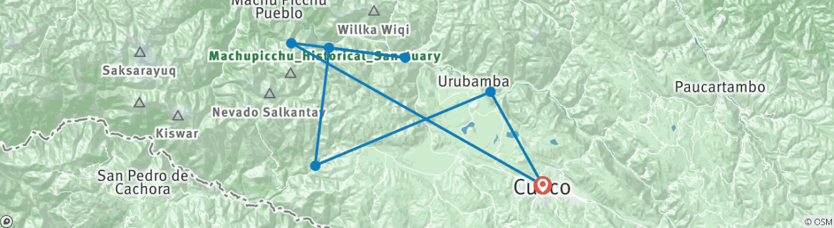 Mapa de Los valles ocultos del Salkantay caminata a Machu Picchu