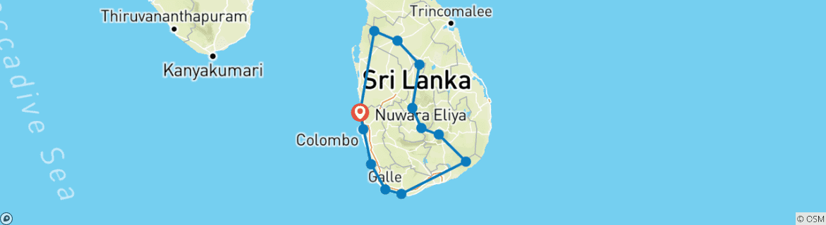 Carte du circuit Top Ten du Sri Lanka