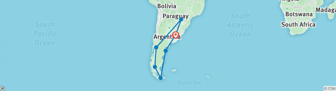 Map of The Great Tour To Argentina - 18-night Tour