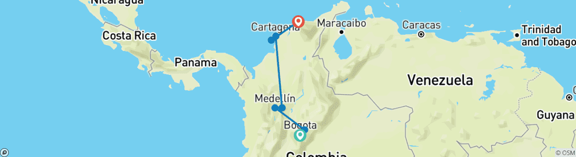 Image d'une carte montrant l'itinéraire du circuit