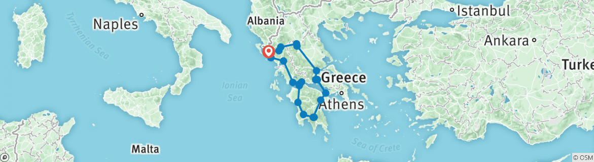 Map of Delightful tour in Greece: UNESCO sites and other top destinations on a 13-days tour from Igoumenitsa