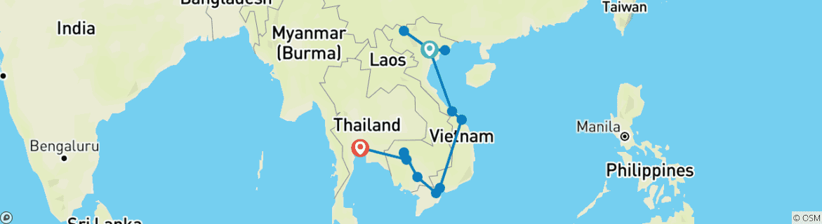 Map of Grand Indochina - Discover Vietnam | Cambodia | Thailand in 21 days