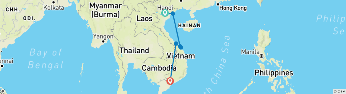 Map of Truly Vietnam in 10 Days