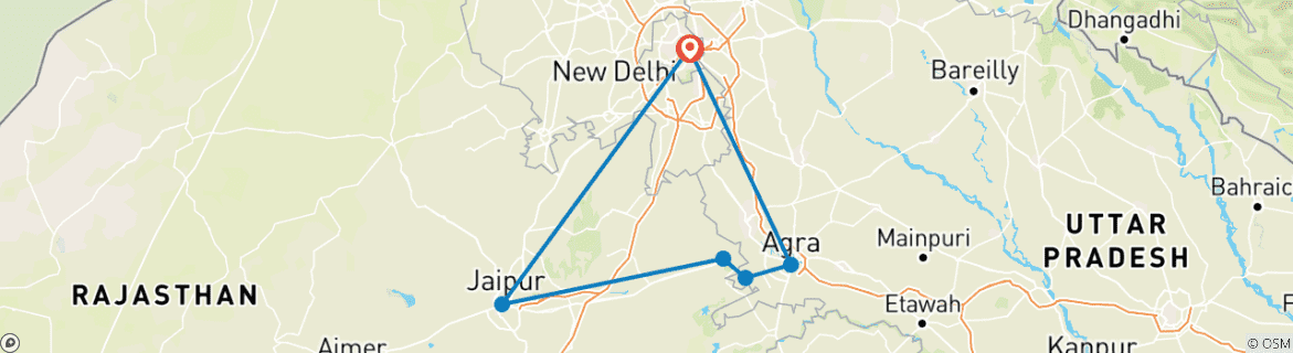 Foto van een kaart met de route van de rondreis