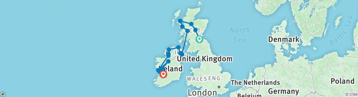 Image d'une carte montrant l'itinéraire du circuit