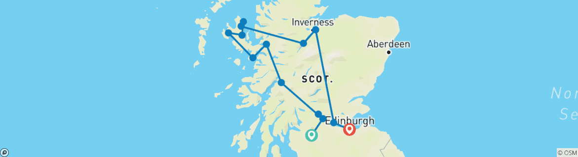 Map of Scottish Clans & Castles - 10 Days/9 Nights