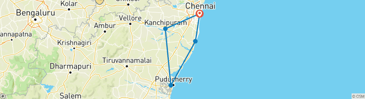 Karte von Von Chennai nach Pondicherry kulturelle Rundreise