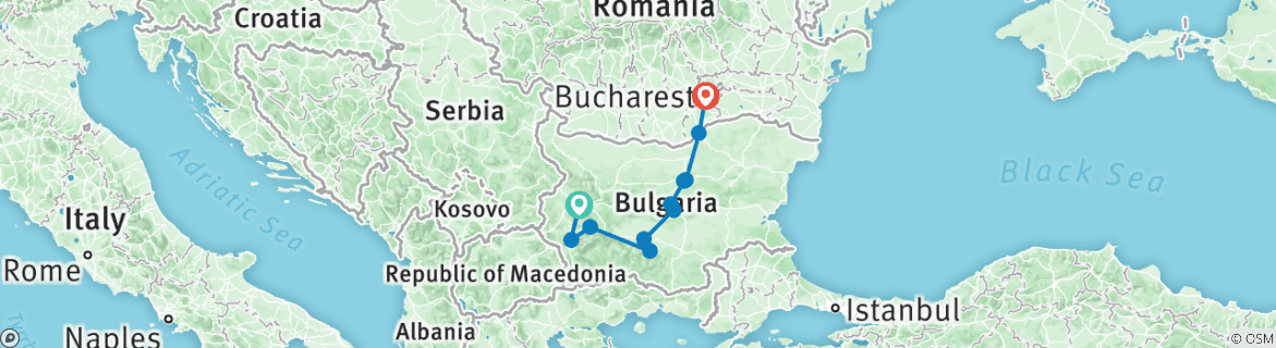 Map of The Best of Bulgaria till Romania ( Bucharest ) / private tour