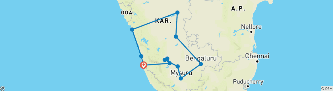 Map of Mystic Karnataka: From Majestic Cities to Tranquil Shores