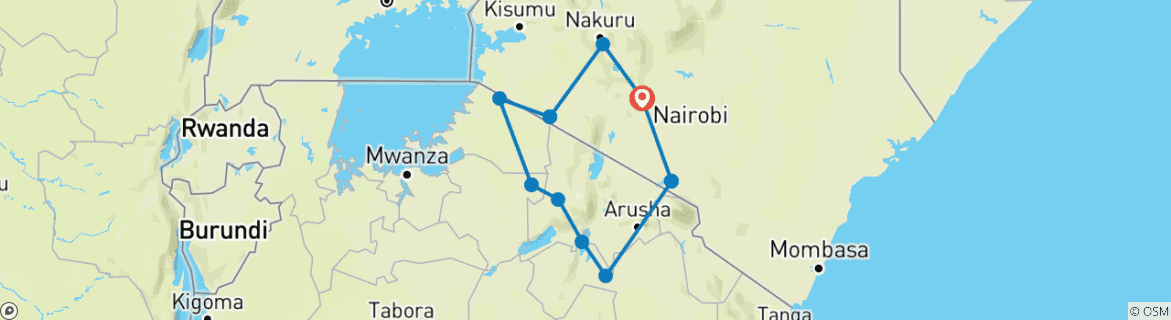 Karte mit der Reiseroute