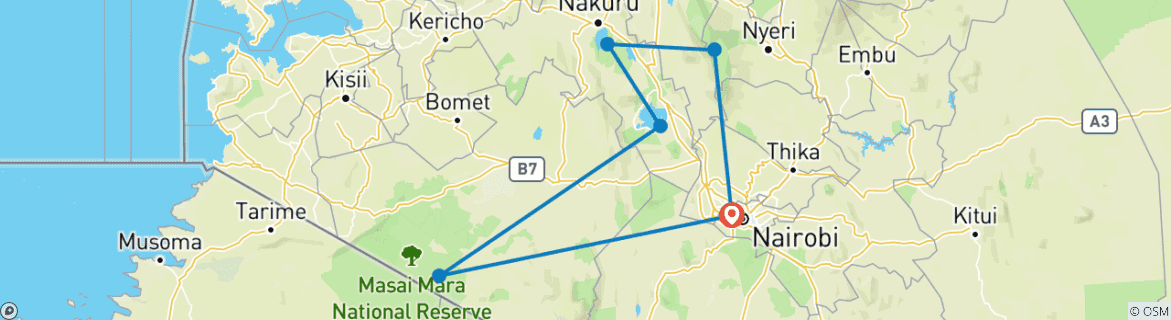 Foto van een kaart met de route van de rondreis