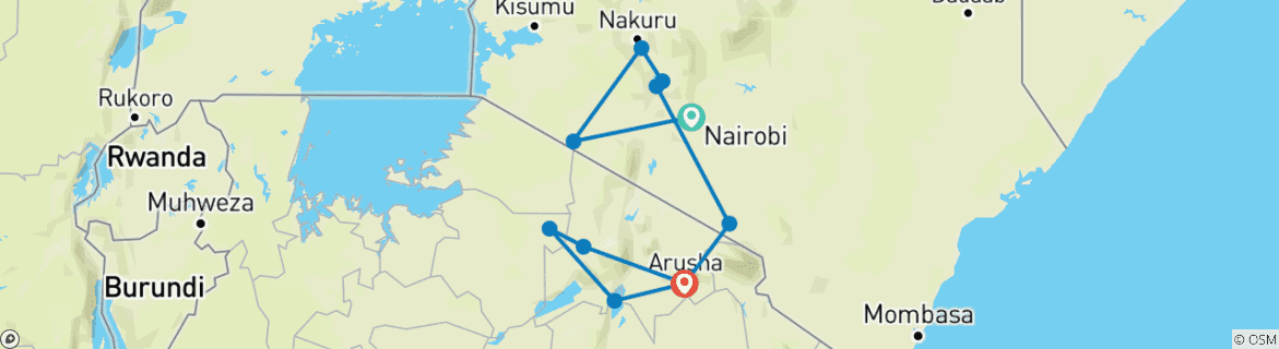 Image d'une carte montrant l'itinéraire du circuit