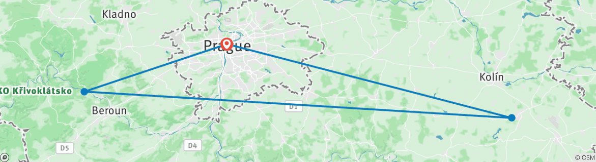 Map of BEST OF PRAGUE & BOHEMIA COUNTRYSIDE: 8 days tour