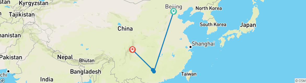 Map of CHINA LUXURY TOUR: SPA AND WELLNESS RETREAT