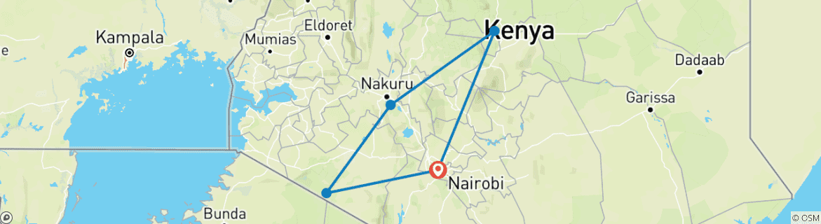 Foto van een kaart met de route van de rondreis