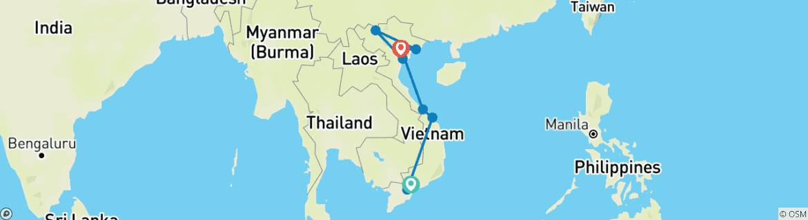 Map of THE BEST OF VIETNAM TOUR