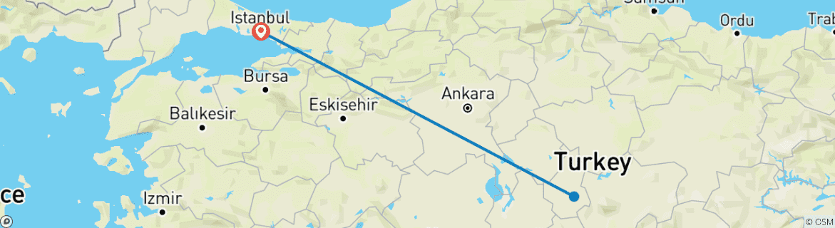 Carte du circuit Les points forts d'Istanbul et de la Cappadoce en 3 jours