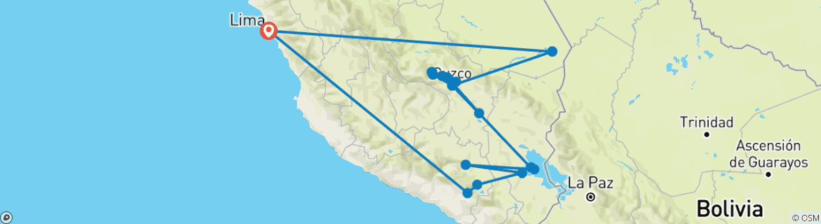Map of Peru unentdeckt (mit Inkapfad-Trekking)