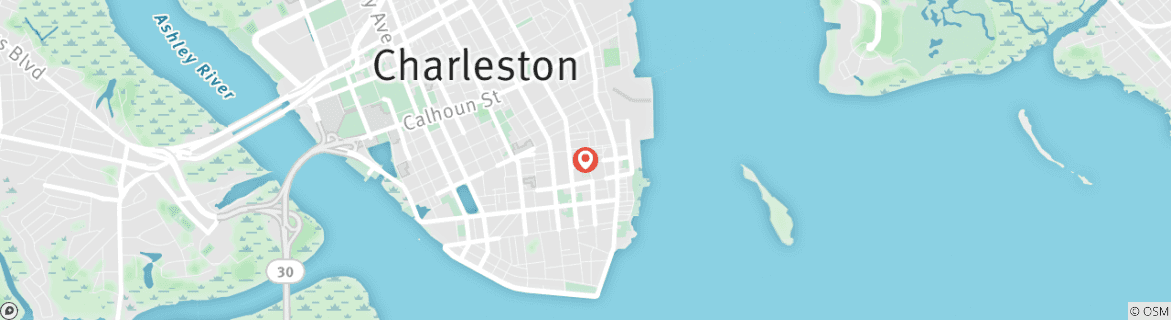 Kaart van Charleston, South Carolina Singles Weekend