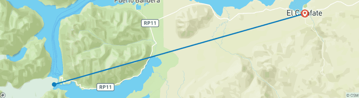 Carte du circuit 4 jours et 3 nuits : Merveilles majestueuses d'El Calafate