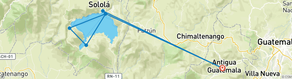 Image d'une carte montrant l'itinéraire du circuit