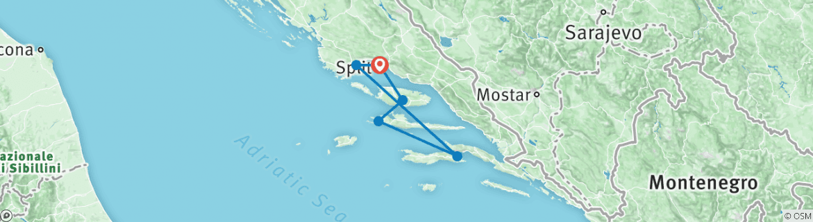 Map of Croatia Island Hopping, 15 Days