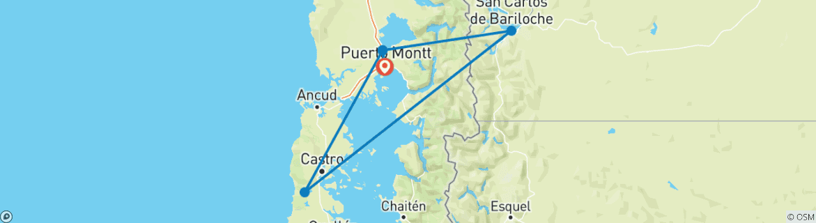 Map of 7 Days Lake Crossing between Chile and Argentina ** NEW**