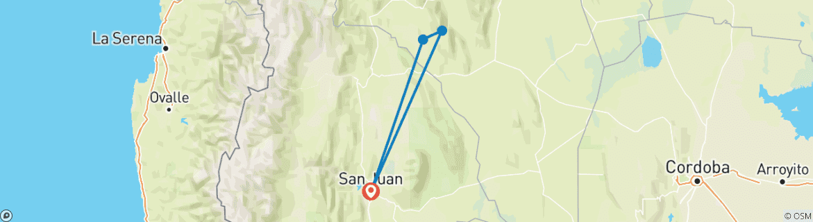 Map of San Juan: Ischigualasto, Moon Valley & Talampaya - 3 days