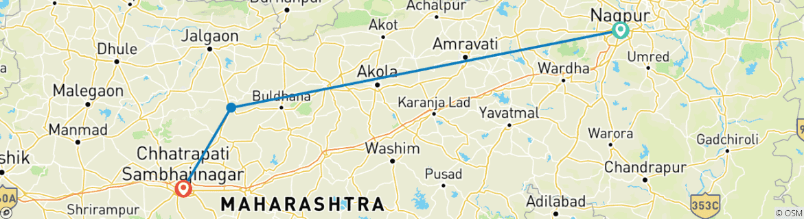 Map of Heritage and Wildlife Odyssey: Nagpur to Aurangabad Expedition