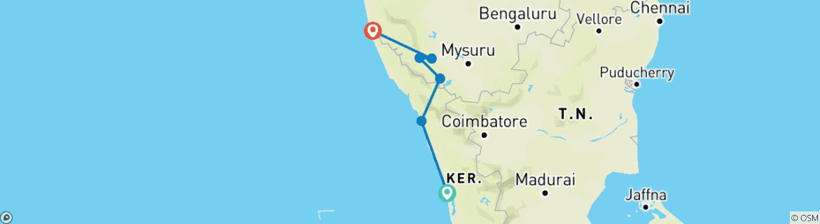 Map of Discover South India