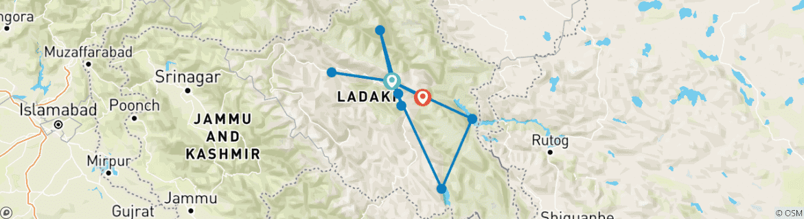 Mapa de Excursión a Leh Ladakh