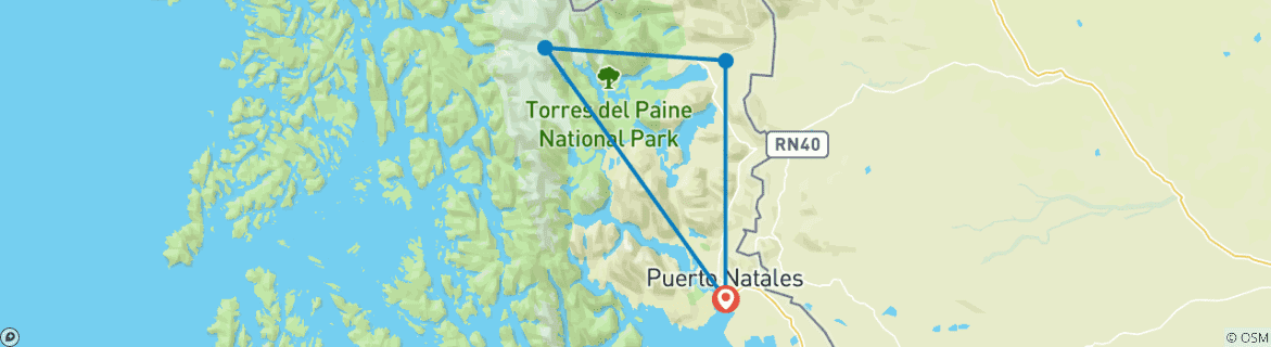 Map of 6 Days - Torres del Paine Adventure