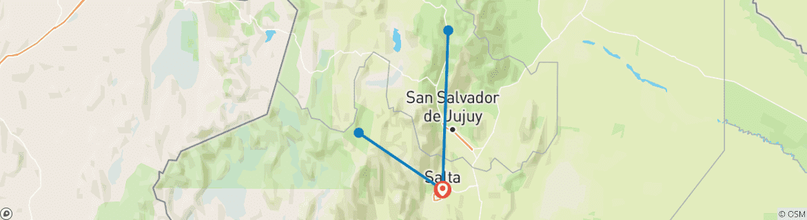 Karte mit der Reiseroute