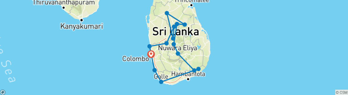 Karte von Schätze von Sri Lanka