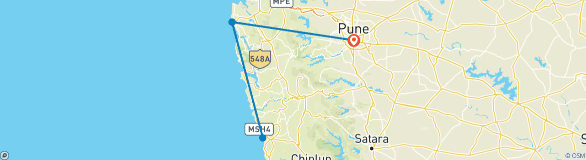 Map of Alibaug Sun & Sand Trail from Pune